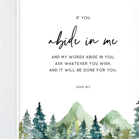 John 15:7 Bible Verse Wall Art Watercolor Forest Scripture - Etsy