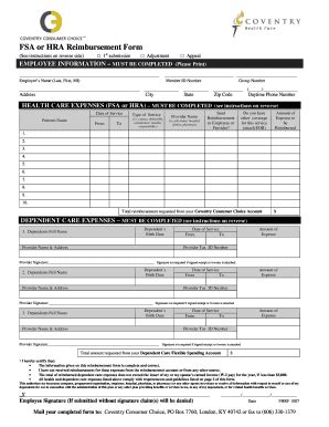 FSA or HRA Reimbursement Form - Blank Fillable Template | Fill Out ...