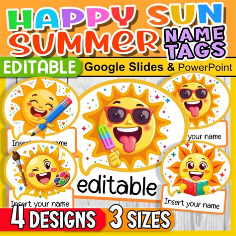 Summer Cubby Tags | Sun Name Tags, Locker, Labels | Summer Name Tags ...