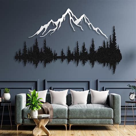 Amazon.com: Wita Home Mountain and Forest Metal Wall Art, Wall Mounted ...