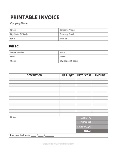 Free Invoice Form Download 的图像结果