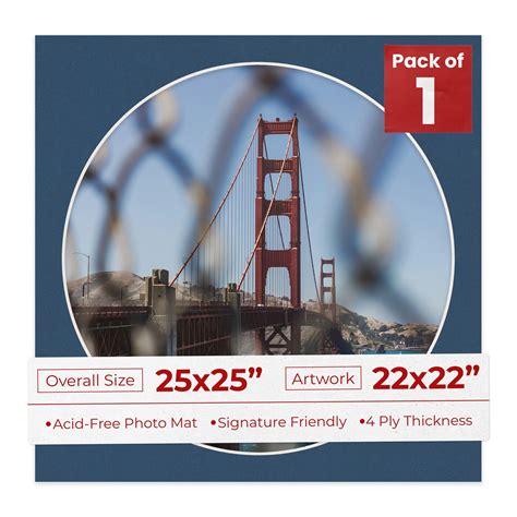 Ink Blue Mat Board for 25x25 Frames - Circle Opening for 22x22 Photos ...