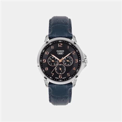 Men Quartz Dark Blue Dial Multi-Function Leather Watch A2455 – Just In Time