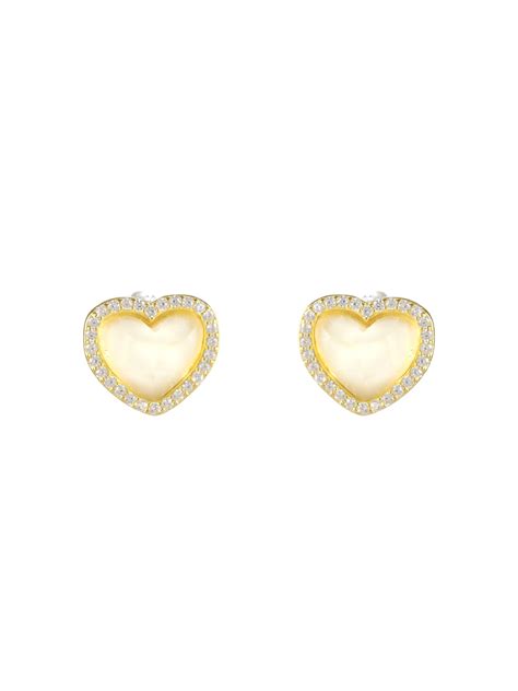 Sheer by Priyaasi Heart American Diamond Gold-Plated Sterling Silver E