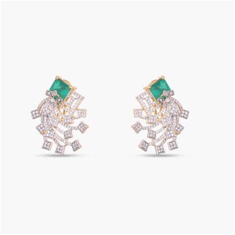 Buy Emerald Majesty CZ Silver Earrings | Shop Now – Paksha India