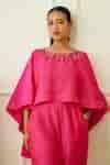 Buy Pink Rayon, Silk Sequins Round Neck Flared Top With Pant For Women ...