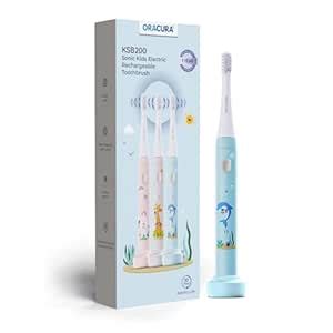 ORACURA® Sonic Kids Electric Rechargeable Toothbrush | Blue | 3 Vibrant ...