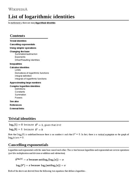 Image result for Log Math Identities