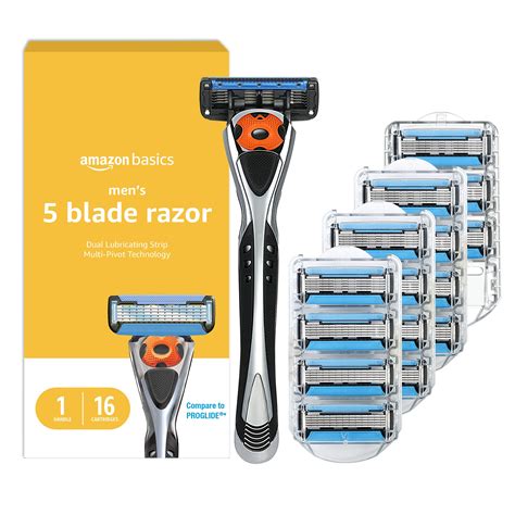Amazon Basics 5-Blade MotionSphere Razor for Men with Dual Lubrication ...