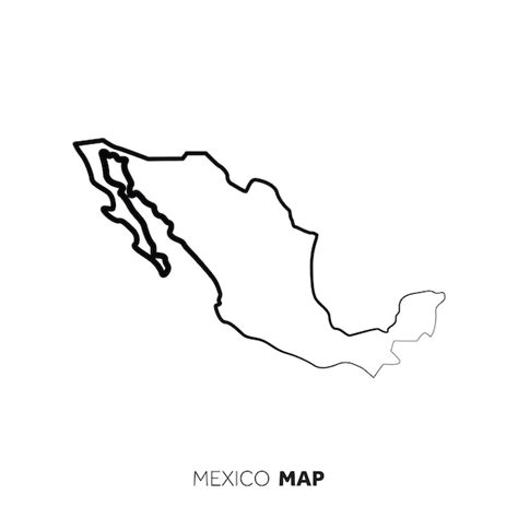 Mexico vector country map outline black line on white background ...