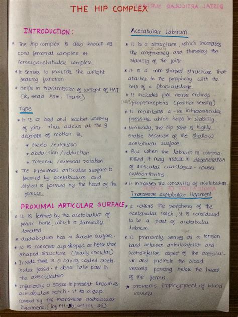 Hip complex - lecture notes - Physiotherapy - Studocu