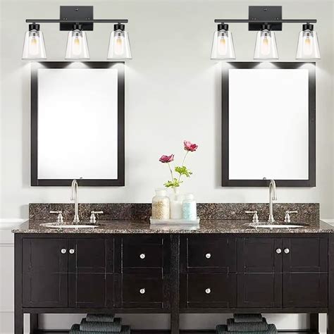 Buy 3 Light Matte Black Bathroom Vanity Light Fixtures Over Mirror, 18. ...