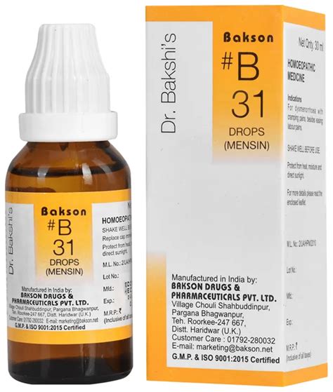 Bakson's Homoeopathy B31 Mensin Drop