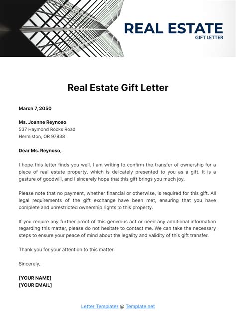 Real Estate Gift Letter Sample at Jeremiah Jobe blog
