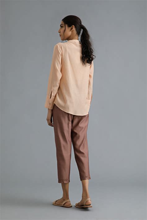 Shop Peach Blouse With Lace Details | latest tops by Ancestry