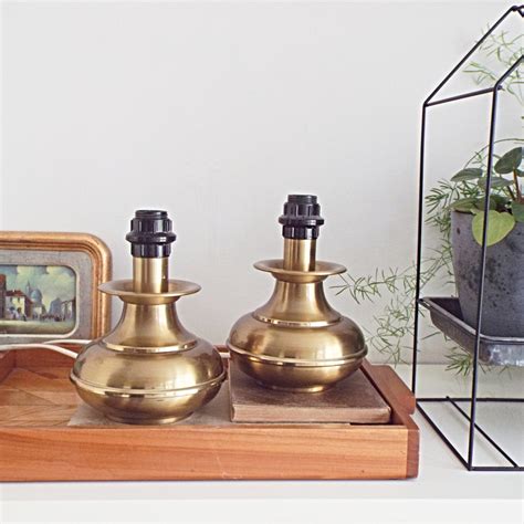 Pair of Brass Lampbases 2 Round Bedside Lamp Bases Vintage - Etsy UK