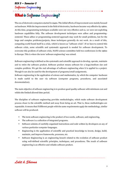 01 - SE - Introduction TO SE - Challenges & Crisis OF SE - Software ...