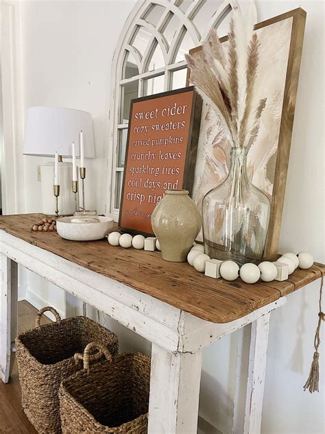 5 Cozy Farmhouse Console Table Decor Ideas for Fall | She Gave It A Go