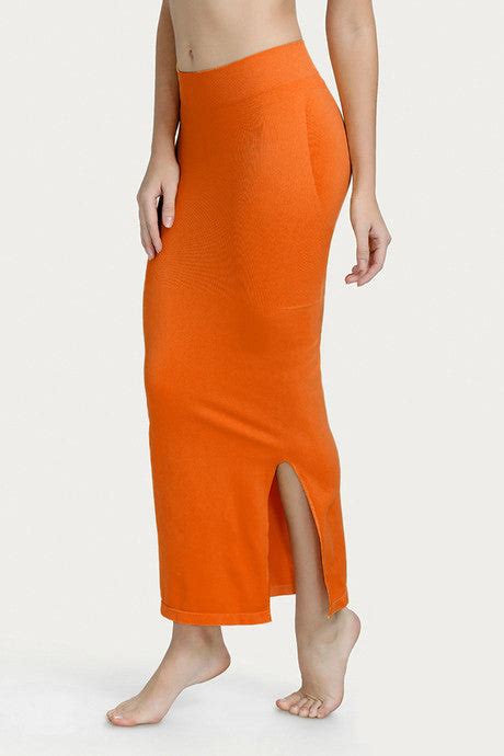Women Saree Shapewear with Side Slit in Orange (Fish Cut Petticoat ...