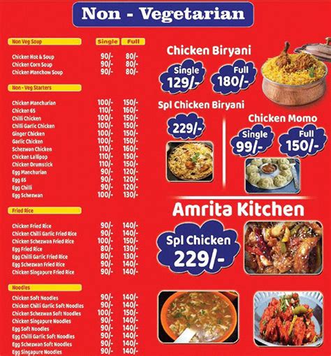 Menu at Amrita kitchen, Secunderabad