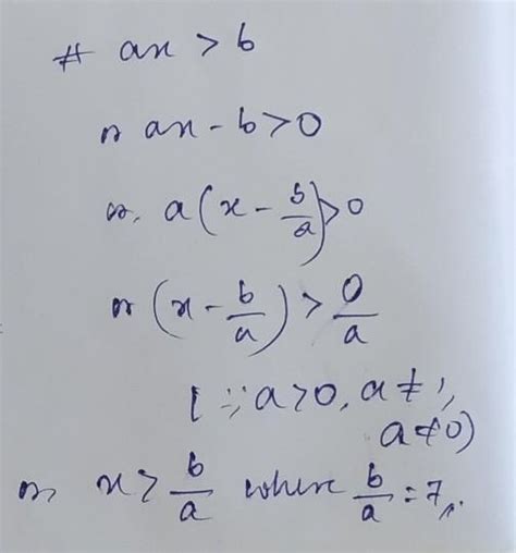 Write down an inequality of the form ax>b where a ≠ 1, such that its ...