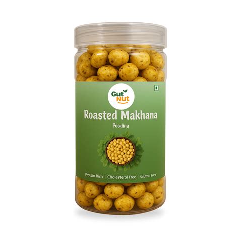 Gutnut Pudina (Mint) flavoured roasted Makhana 90g Jar