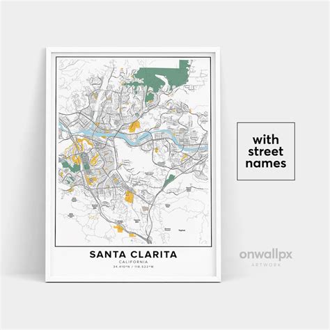 Santa Clarita Map Print, Street Names Santa Clarita, Map of Santa ...