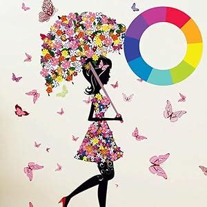 Decals Design 'Floral Umbrella Girl and Butterflies' Wall Sticker (PVC ...