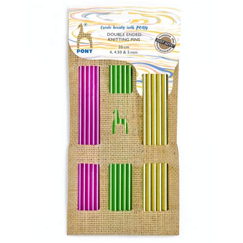 Double Ended Knitting Pin - Colour Anodised in Jute Case (Set of 5 in