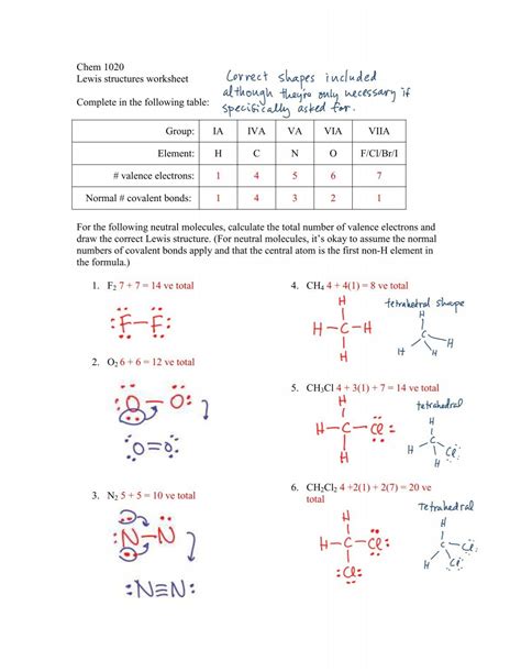 Lewis Structures Worksheet Bohr And Lewis Worksheet