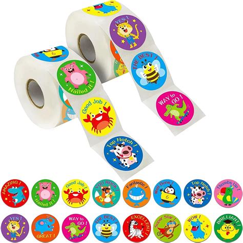 Amazon.com: Motivational Stickers 1 inch Cartoon Animal Stickers Rolls ...