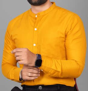 Voroxy Men Solid Formal Yellow Shirt - Buy Voroxy Men Solid Formal ...