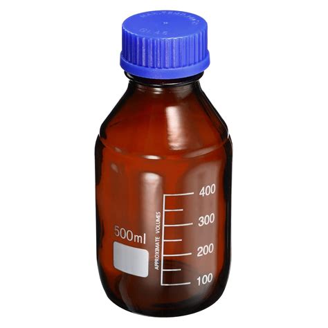 PATIKIL 500mL Reagent Media Bottle, 1Pcs Round Graduated Glass Storage ...