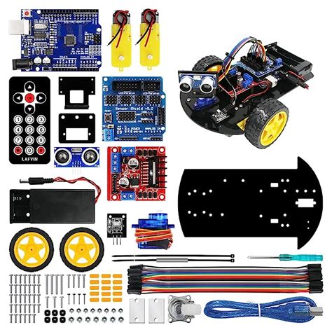 Buy LAFVIN Smart Robot Car 2WD Chassis Kit with Ultrasonic Module R3 ...