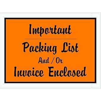 "Important Packing List and/Or Invoice Enclosed" Envelopes, 4 1/2" x 6 ...