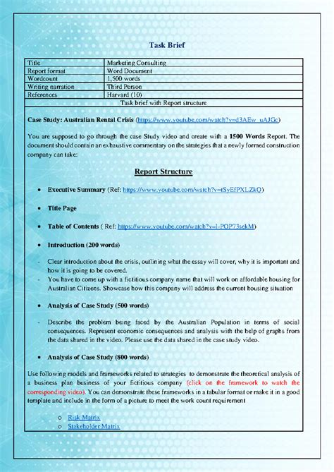 Sample Case Study - Jdjhd - Task Brief Title Marketing Consulting ...