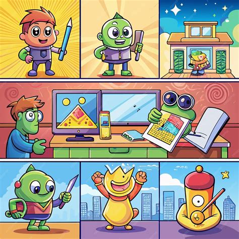 Premium Vector | A series of animated characters including a monster a ...