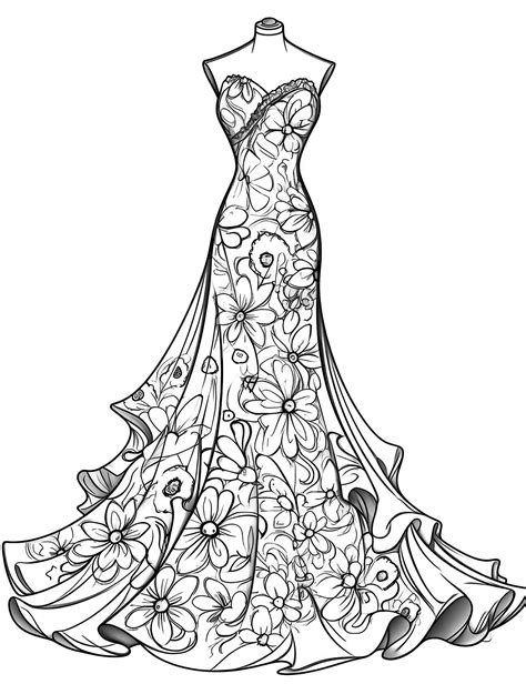 49 Stunning Dress Coloring Pages For Kids And Adults - Our Mindful Life | Colorful fashion ...