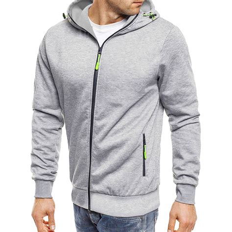 Caqnni Mens Slim Fit Zip up Hoodie Long Sleeve Thin Jacket Full Zip ...