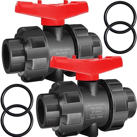True Union Ball Valves Kit, 1/2'' UPVC Full Flow Ball Valves Set, ASTM ...
