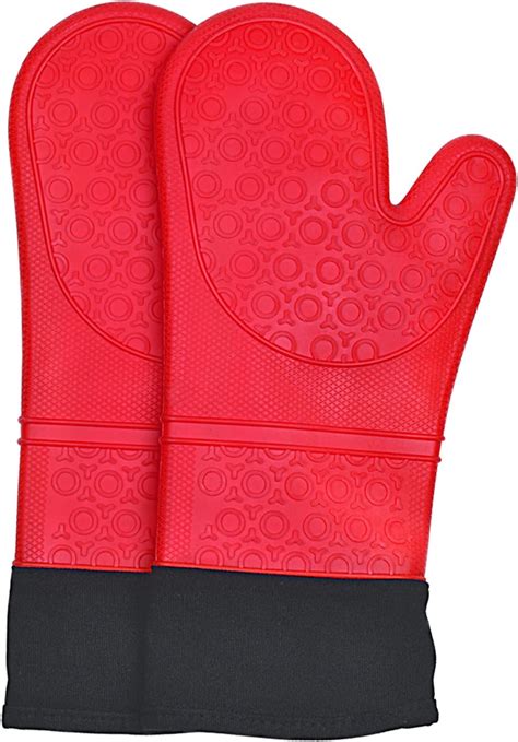 Silicone oven gloves, sopito heat resistant silicone oven mitts, extra ...