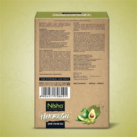 Nisha Herbagel Hair and Beard Colour Gel Original Black 1000ml, Ammonia ...