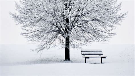 Download wallpaper 960x544 bench, snow, winter, wood, minimalism ...