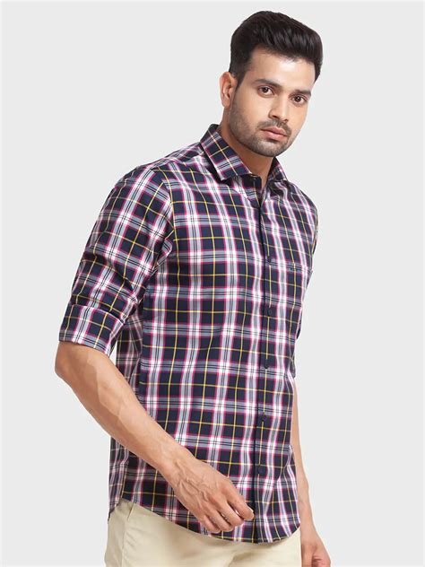 Colorplus Men Blue Tailored Fit Checks Casual Shirt – MyRaymond