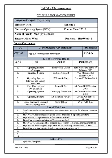 Unit VI - OSY: File Management Techniques and Directory Structures ...