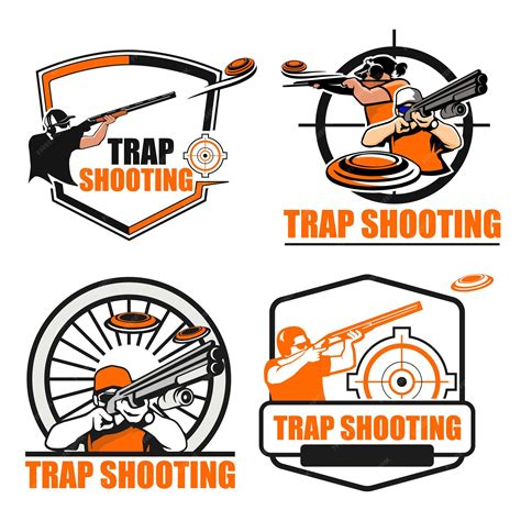 Premium Vector | Trapshooting sport logo design bundle template