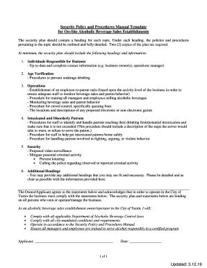 Fillable Online Security Policy and Procedures Manual Template Fax ...