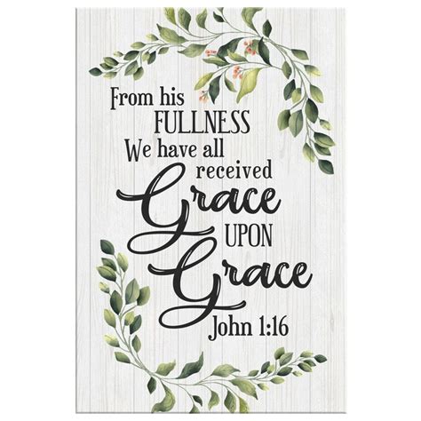 John 1:16 ESV grace upon grace wall art canvas, Bible verse wall art ...