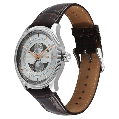 Buy Online Titan Stellar Analog with Dual Moon Phase and Silver Dial ...