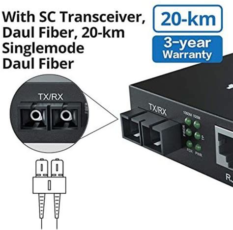 ULTRABYTES Ethernet Media Converter, 1.25Gb/s, single mode SC fiber,10/ ...